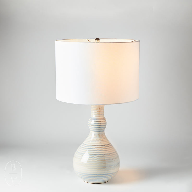 Jamie Young Company DROPLET TABLE LAMP Blue Drum Cream Linen