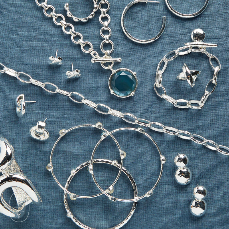 Julie Vos SILVER CRESCENT HOOP EARRINGS