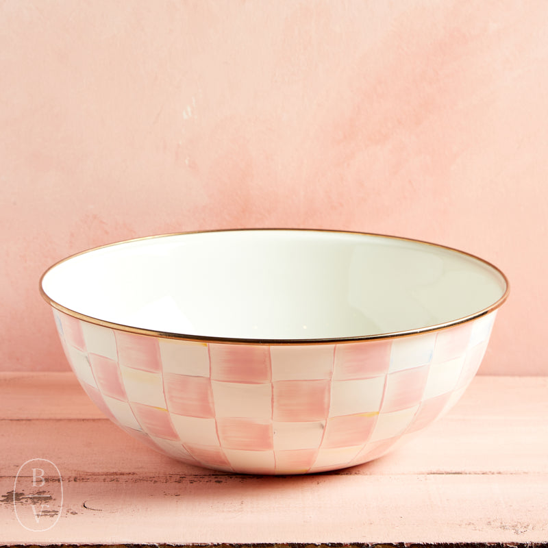 MacKenzie-Childs ENAMEL EVERYDAY BOWL Rosy Check Extra Large