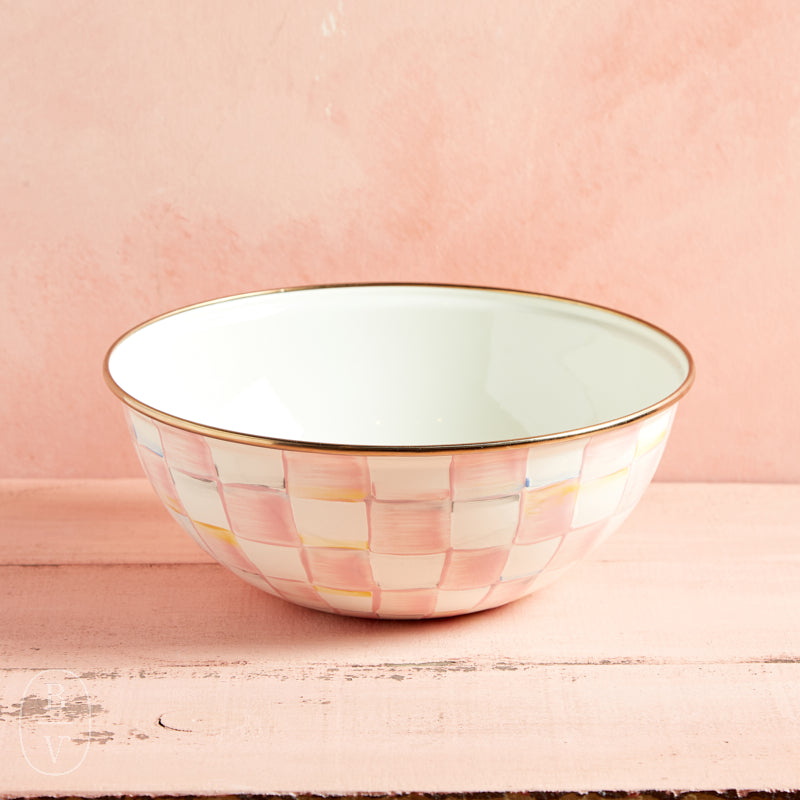 MacKenzie-Childs ENAMEL EVERYDAY BOWL Rosy Check Medium