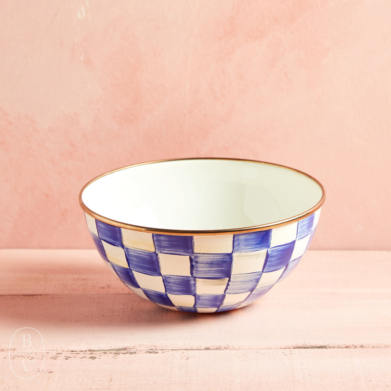 MacKenzie-Childs ENAMEL EVERYDAY BOWL Royal Check Small