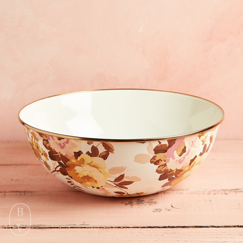 MacKenzie-Childs ENAMEL EVERYDAY BOWL Wild Rose White