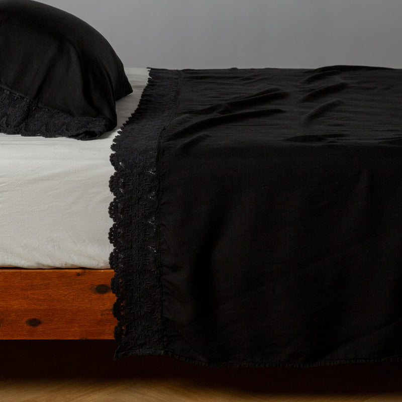 Bella Notte Linens MADERA LUXE FLAT SHEET WITH DONELLA LACE Corvino