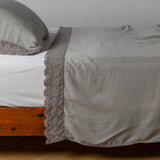 Bella Notte Linens MADERA LUXE FLAT SHEET WITH DONELLA LACE Moonlight