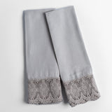 Bella Notte Linens MADERA LUXE PILLOWCASE WITH DONELLA LACE Fog