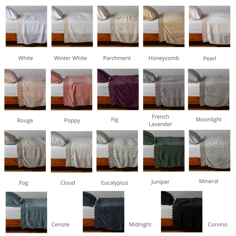 Bella Notte Linens MADERA LUXE FLAT SHEET WITH DONELLA LACE