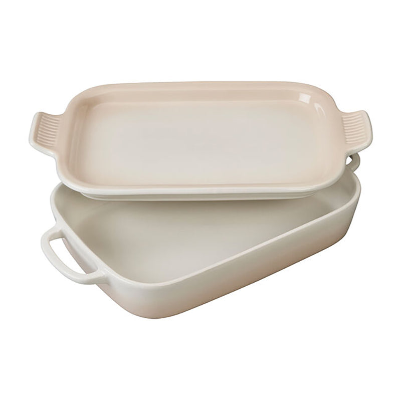 Le Creuset RECTANGULAR DISH WITH PLATTER LID Meringue