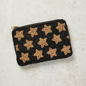 Shiraleah STARS BEADED ZIP POUCH Black
