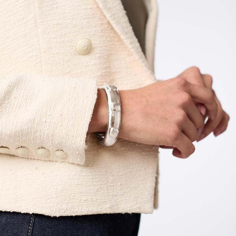 Julie Vos SILVER SOLARA HINGE BANGLE