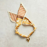 Virtue PUFF HEART ON SCARF NECKLACE Marigold Retro Flowers