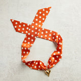Virtue PUFF HEART ON SCARF NECKLACE Burnt Orange Polka Dot