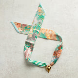 Virtue PUFF HEART ON SCARF NECKLACE Mint Safari