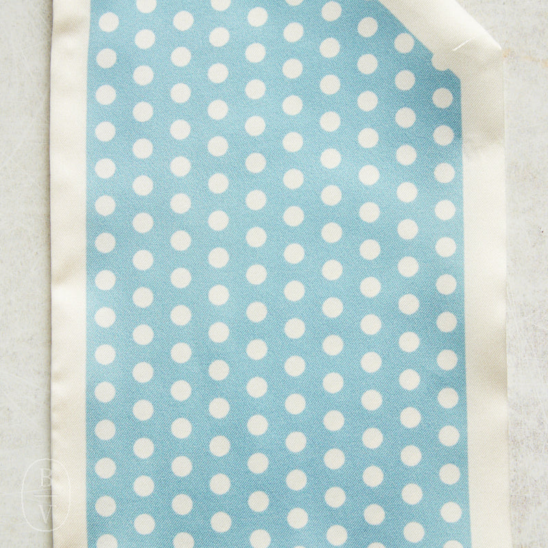 Virtue WHITE ORNATE FLOWER SCARF NECKLACE Light Blue Polka Dot