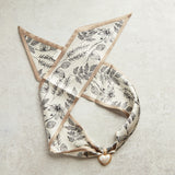 Virtue GOLD PUFF PEARL HEART SCARF NECKLACE Black Taupe Foliage