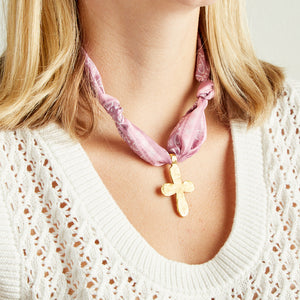 Virtue GOLD LONG TAIL CROSS SCARF NECKLACE