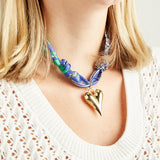 Virtue PUFF HEART ON SCARF NECKLACE