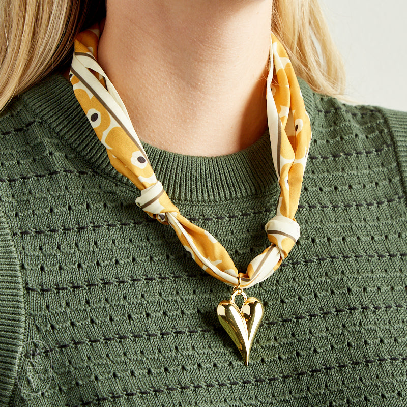 Virtue PUFF HEART ON SCARF NECKLACE