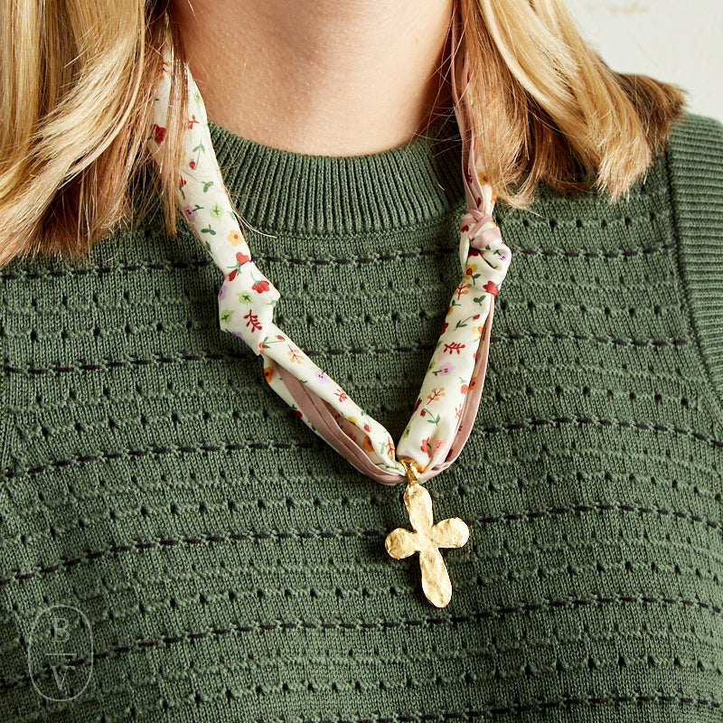 Virtue GOLD LONG TAIL CROSS SCARF NECKLACE