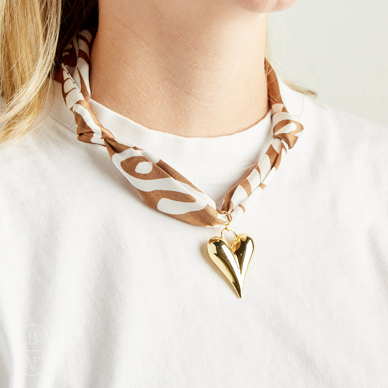Virtue PUFF HEART ON SCARF NECKLACE