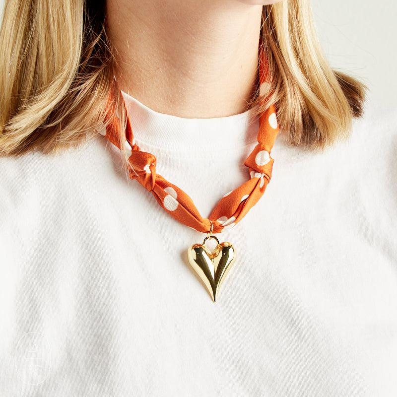 Virtue PUFF HEART ON SCARF NECKLACE