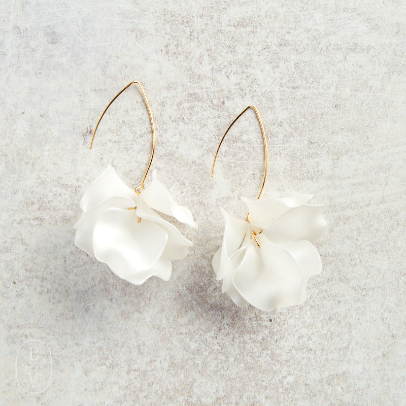 Virtue HYACINTH TIERED MARQUIS HOOK EARRINGS White