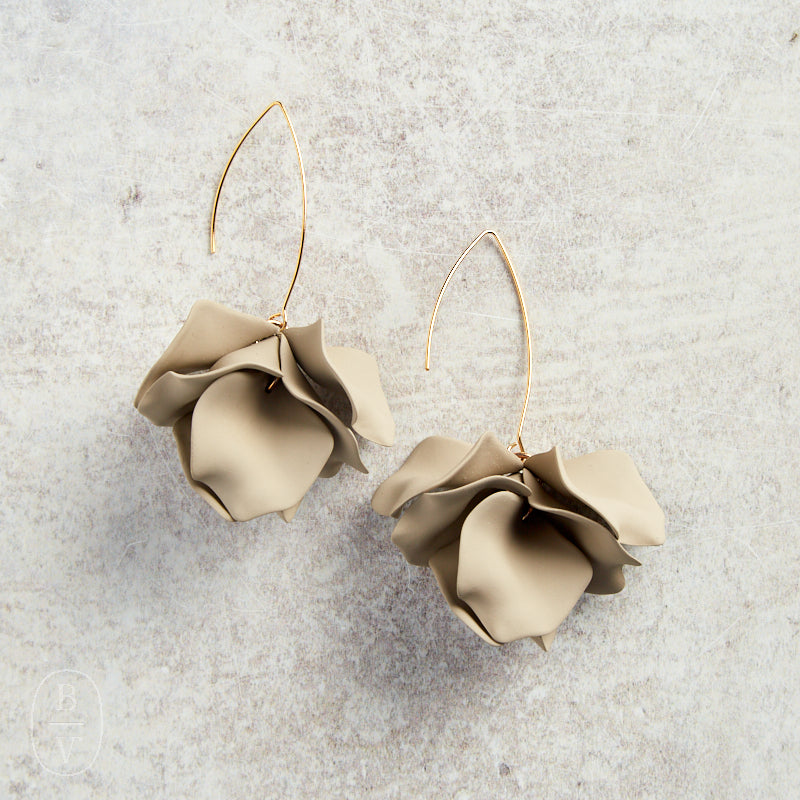 Virtue HYACINTH TIERED MARQUIS HOOK EARRINGS Taupe