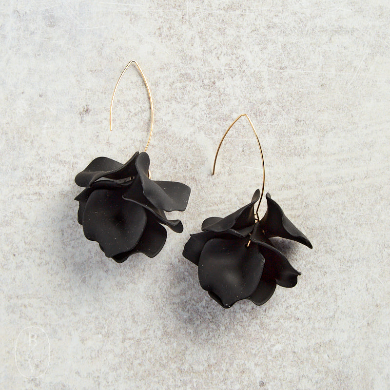 Virtue HYACINTH TIERED MARQUIS HOOK EARRINGS Black