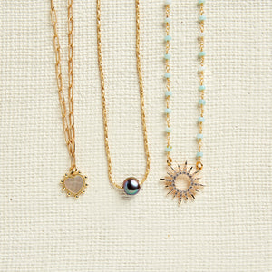 Virtue SHELL HEART STUDDED PAPERCLIP NECKLACE