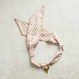 Virtue PUFF HEART ON SCARF NECKLACE Taupe Stripe