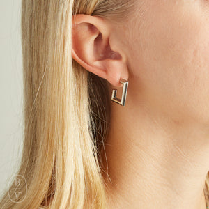 Virtue MEDIUM SQUARE BRUSHED HOOP EARRINGS