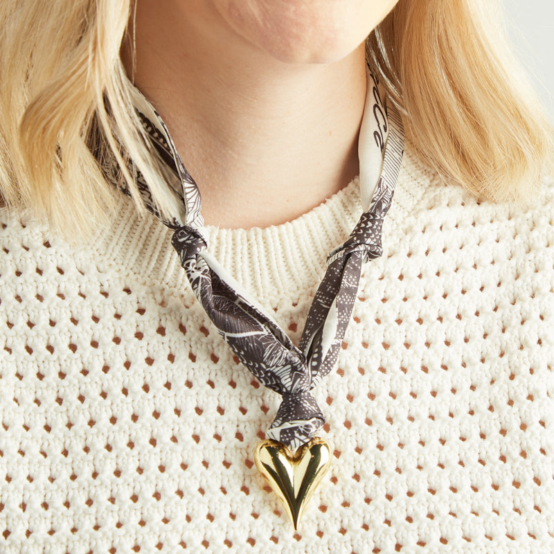 Virtue PUFF HEART ON SCARF NECKLACE