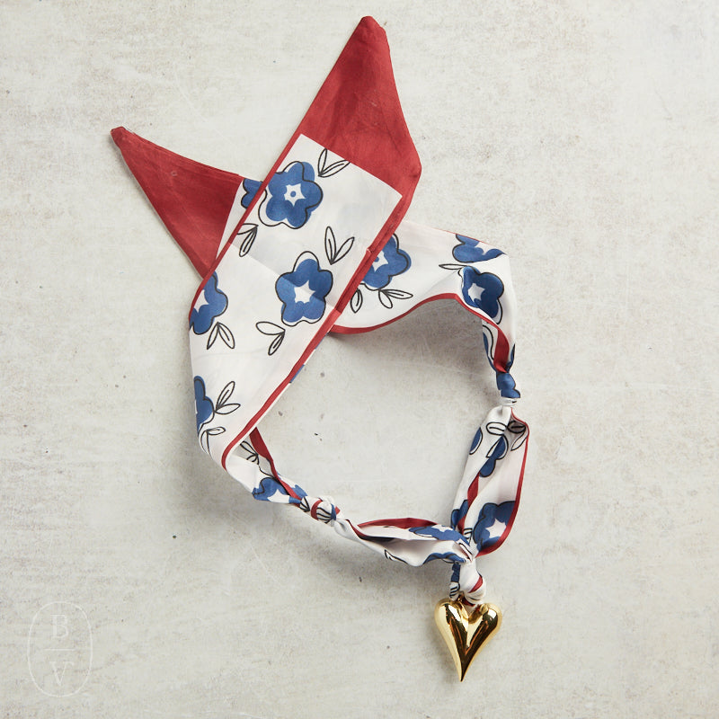 Virtue PUFF HEART ON SCARF NECKLACE Wine Flower