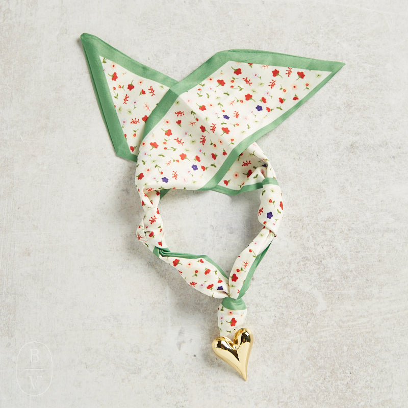 Virtue PUFF HEART ON SCARF NECKLACE