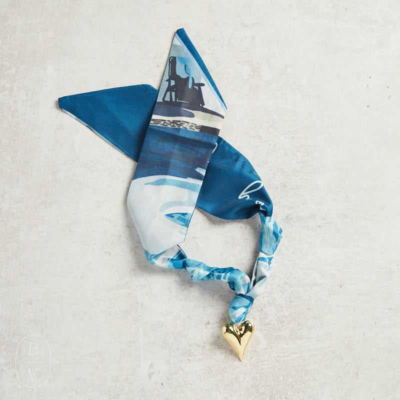 Virtue PUFF HEART ON SCARF NECKLACE Ocean Blue