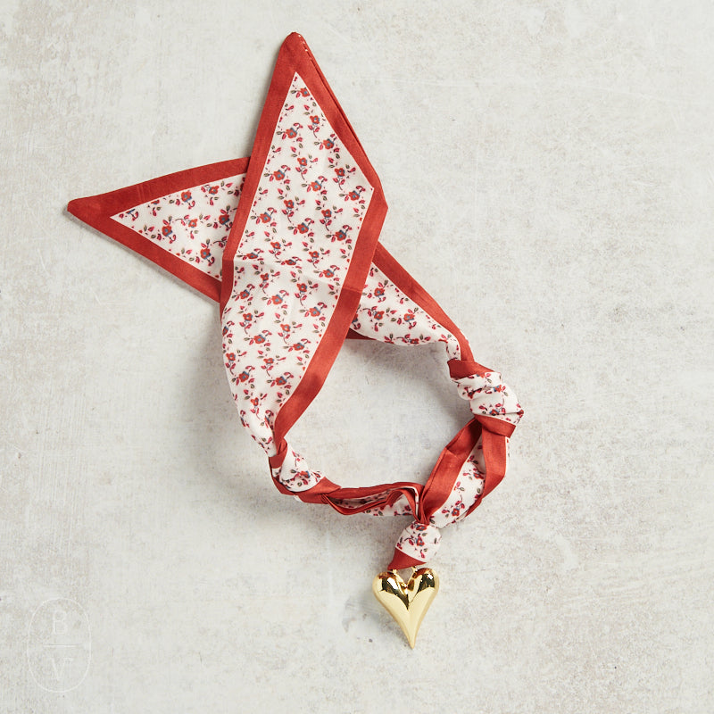 Virtue PUFF HEART ON SCARF NECKLACE