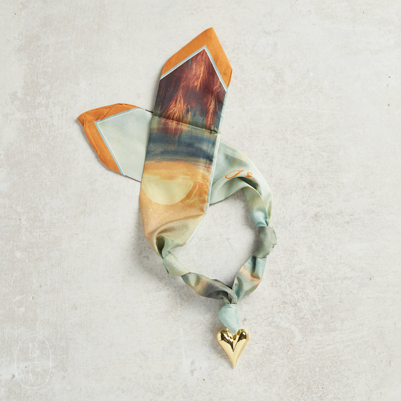 Virtue PUFF HEART ON SCARF NECKLACE Sunset