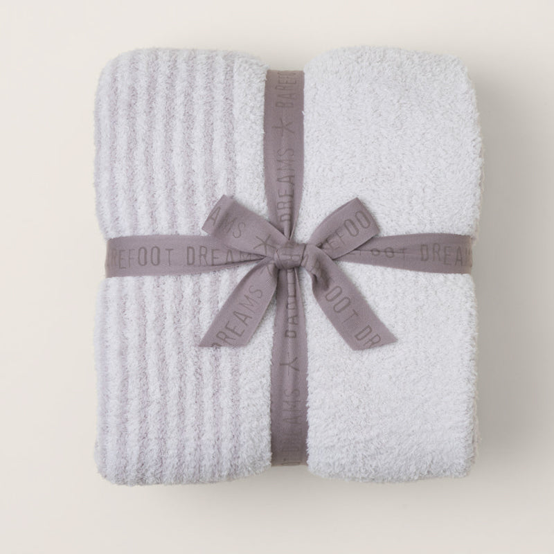 Barefoot Dreams COZYCHIC TEXTURED STRIPE THROW BLANKET Almond Multi