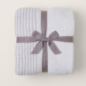 Barefoot Dreams COZYCHIC TEXTURED STRIPE THROW BLANKET Almond Multi