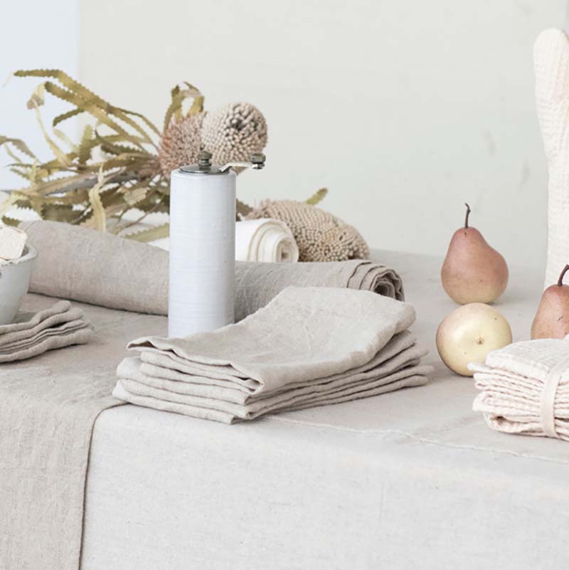 Creative Co-op STONEWASHED LINEN NAPKINS SET OF 4