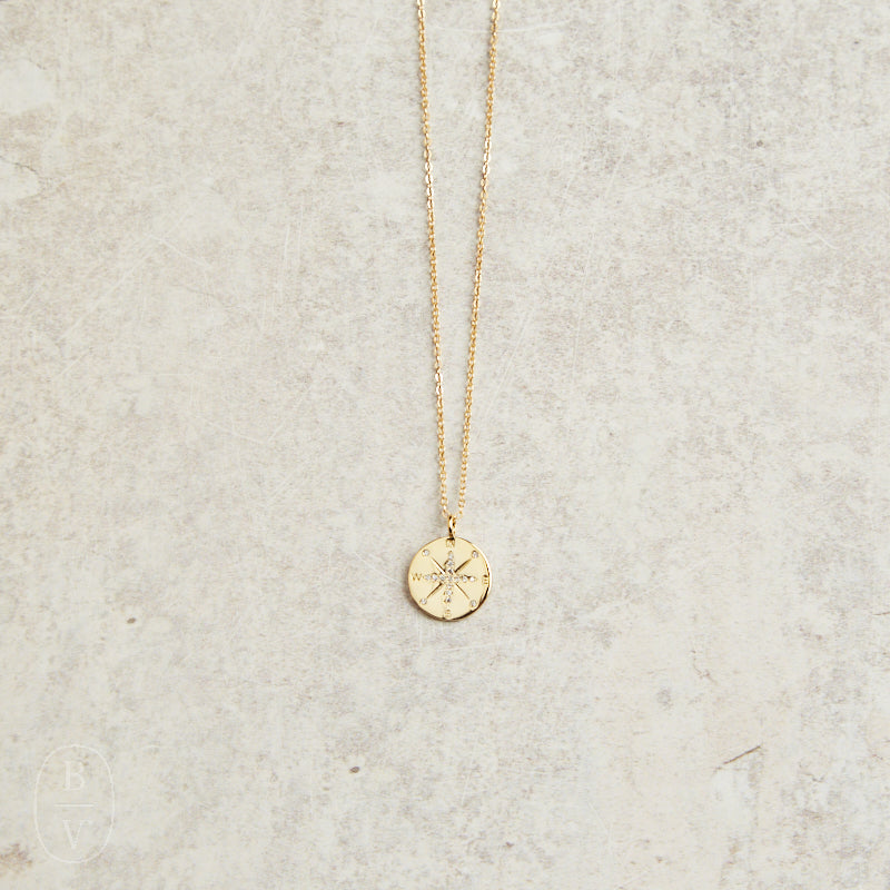 Elyssa Bass Designs PAVE CZ COMPASS DISC NECKLACE