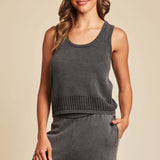 Barefoot Dreams SUNBLEACHED SCOOP MESH TANK Faded Black