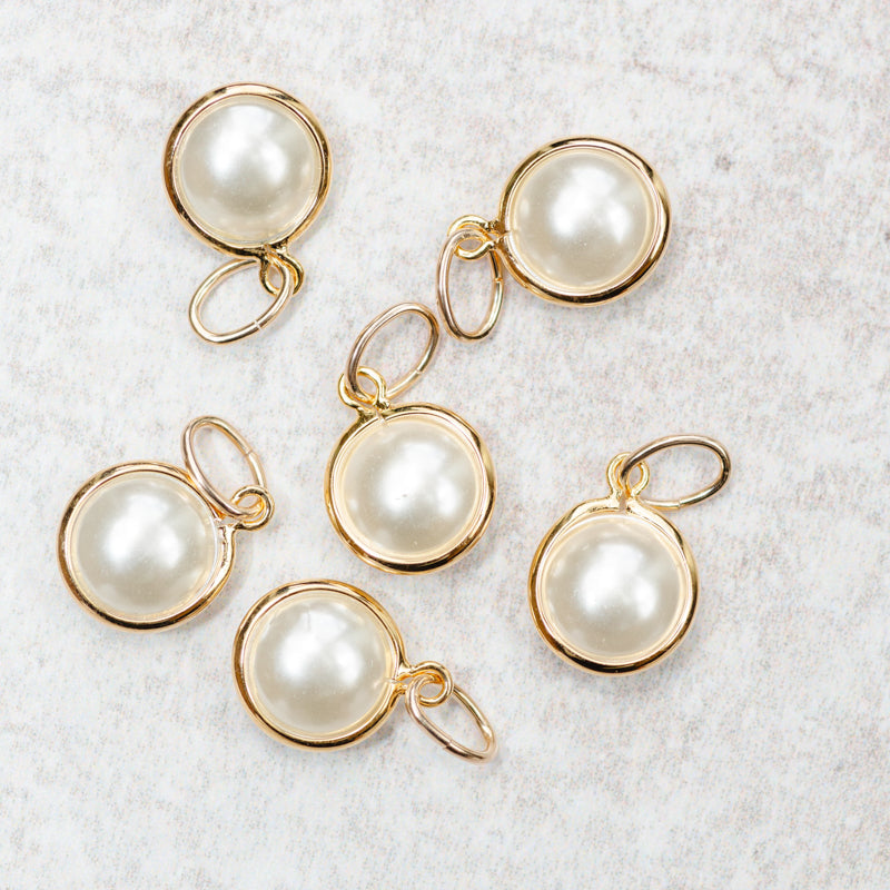 Farrah B Jewelry GOLD RIM CHARM Pearl