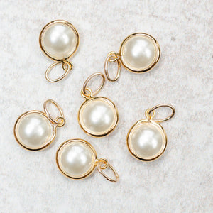 Farrah B Jewelry GOLD RIM CHARM Pearl