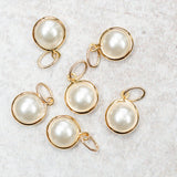 Farrah B Jewelry GOLD RIM CHARM Pearl