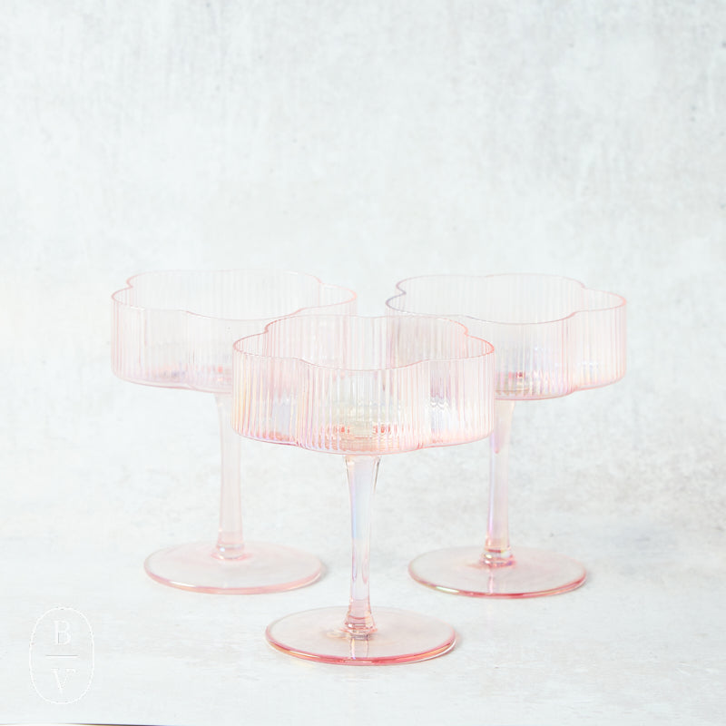 Creative Co-op FLOWER SHAPED STEMMED COUPE GLASS