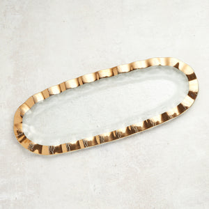 Annieglass RUFFLE MEDIUM OVAL TRAY Gold