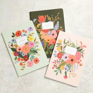 Rifle Paper Co STITCHED NOTEBOOK SET OF 3 Garden Party