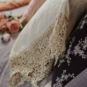 Bella Notte Linens LINEN PILLOWCASE WITH COTTON LACE TRIM