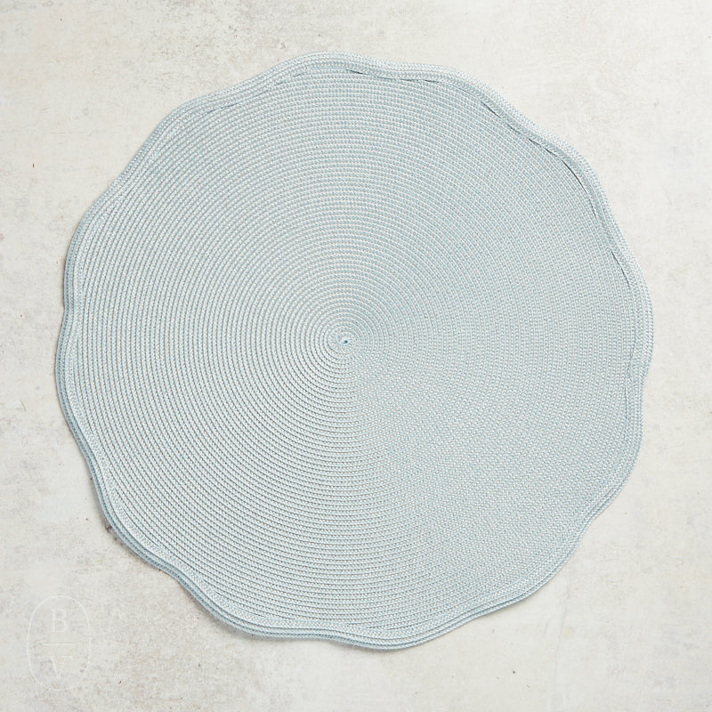 Deborah Rhodes SCALLOP ROUND TWO TONE PLACEMAT Silver French Blue