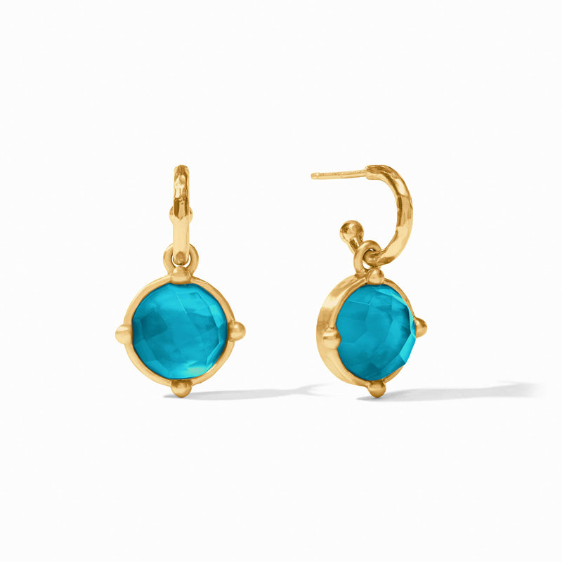 Julie Vos HONEYBEE HOOP & CHARM EARRINGS Iridescent London Blue